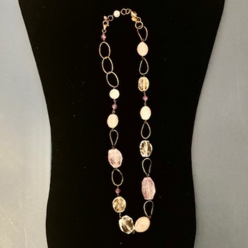 Lovely light purple crystal necklace on copper wire